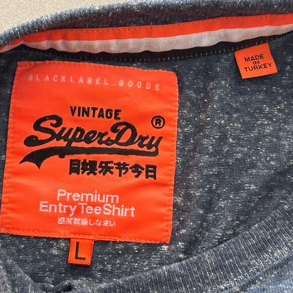 Superdry Sweater Mens Large Gray Logo Crewneck fall winter layering lightweight - Picture 8 of 10